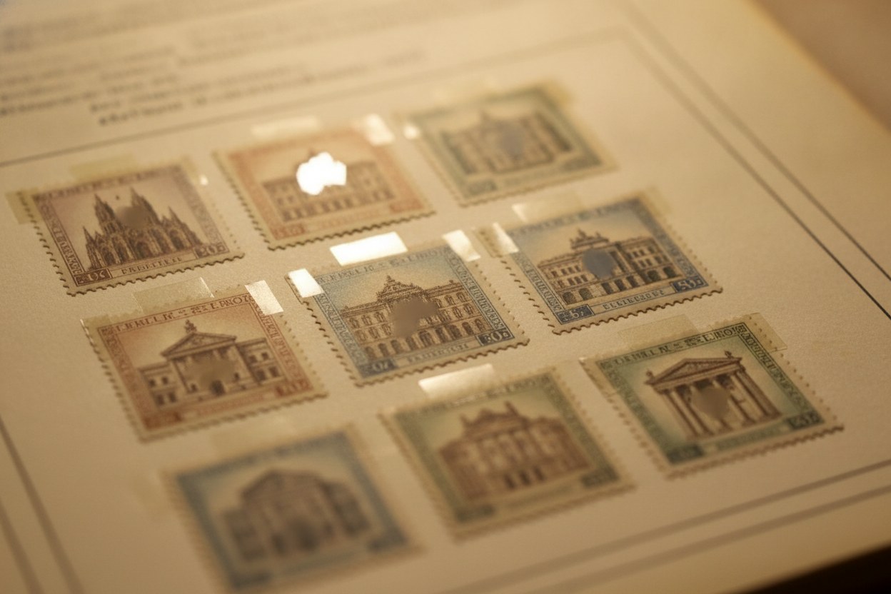 Mimari serisi pullar, katalog numaralı albüm sayfası